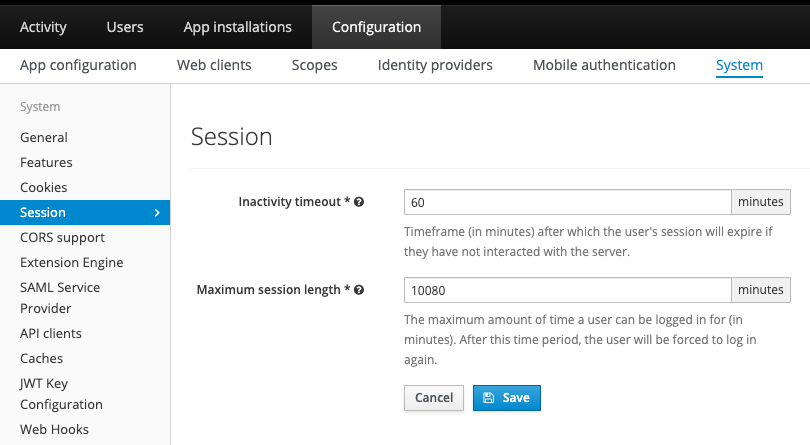 Session Configuration
