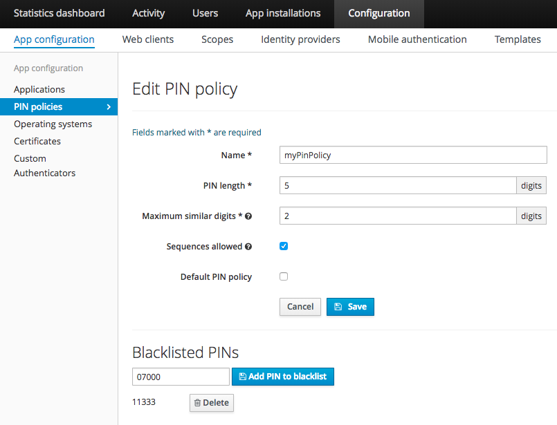 Pin policy blocked pins