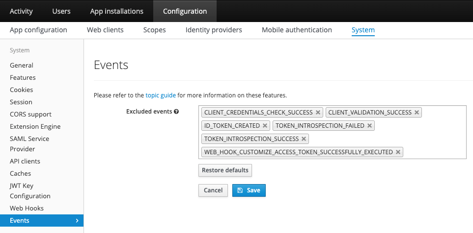 Events Configuration