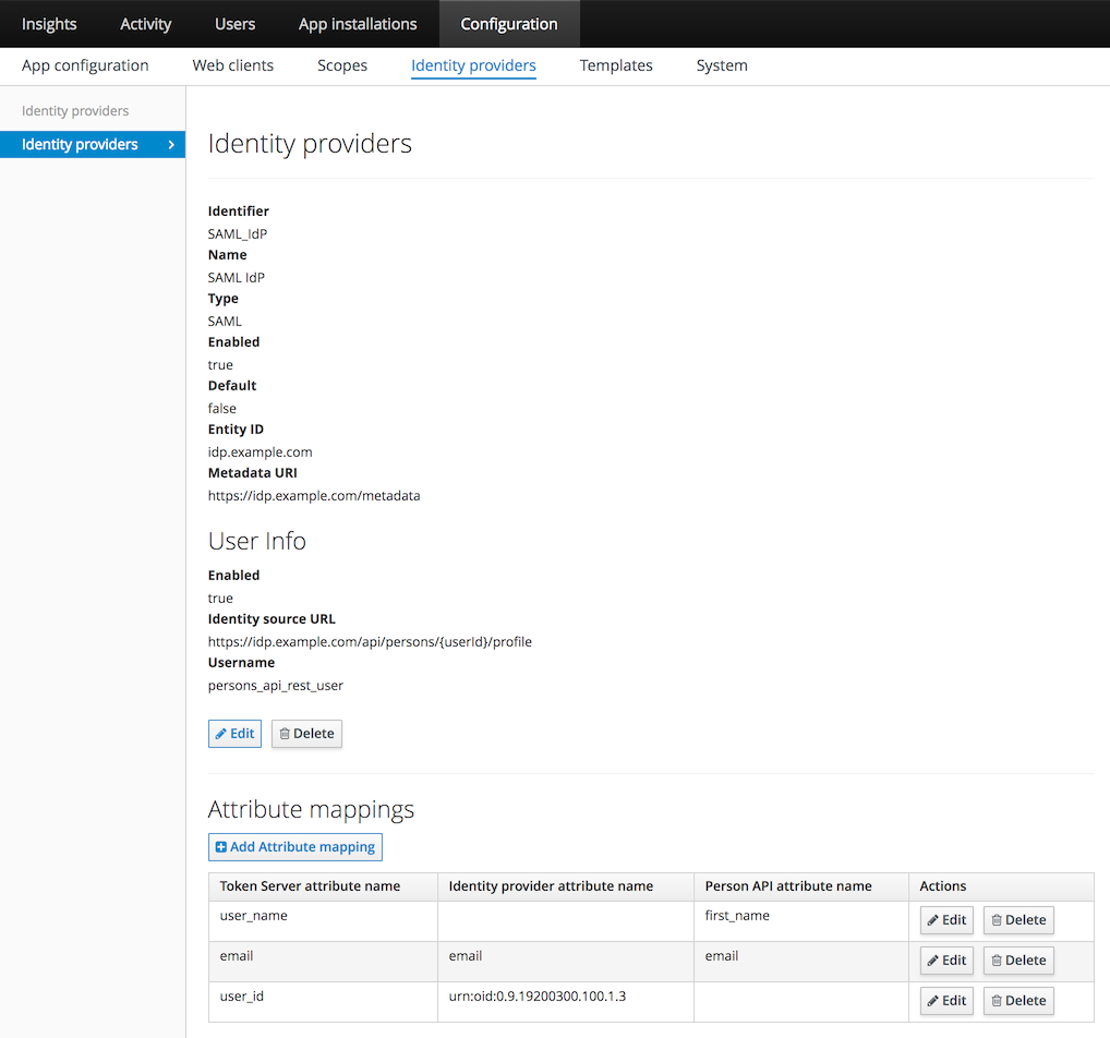 SAML attribute mapping