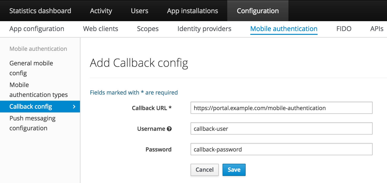 Callback Config