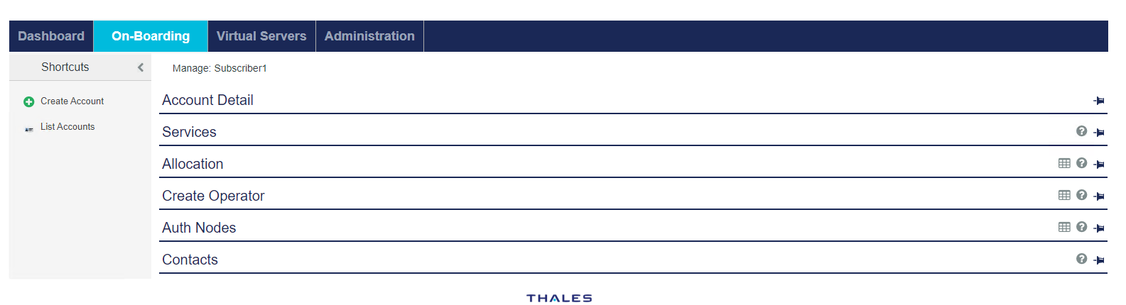 Selected Account View