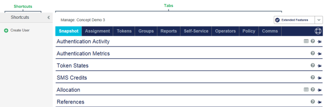 Token Management console alt text