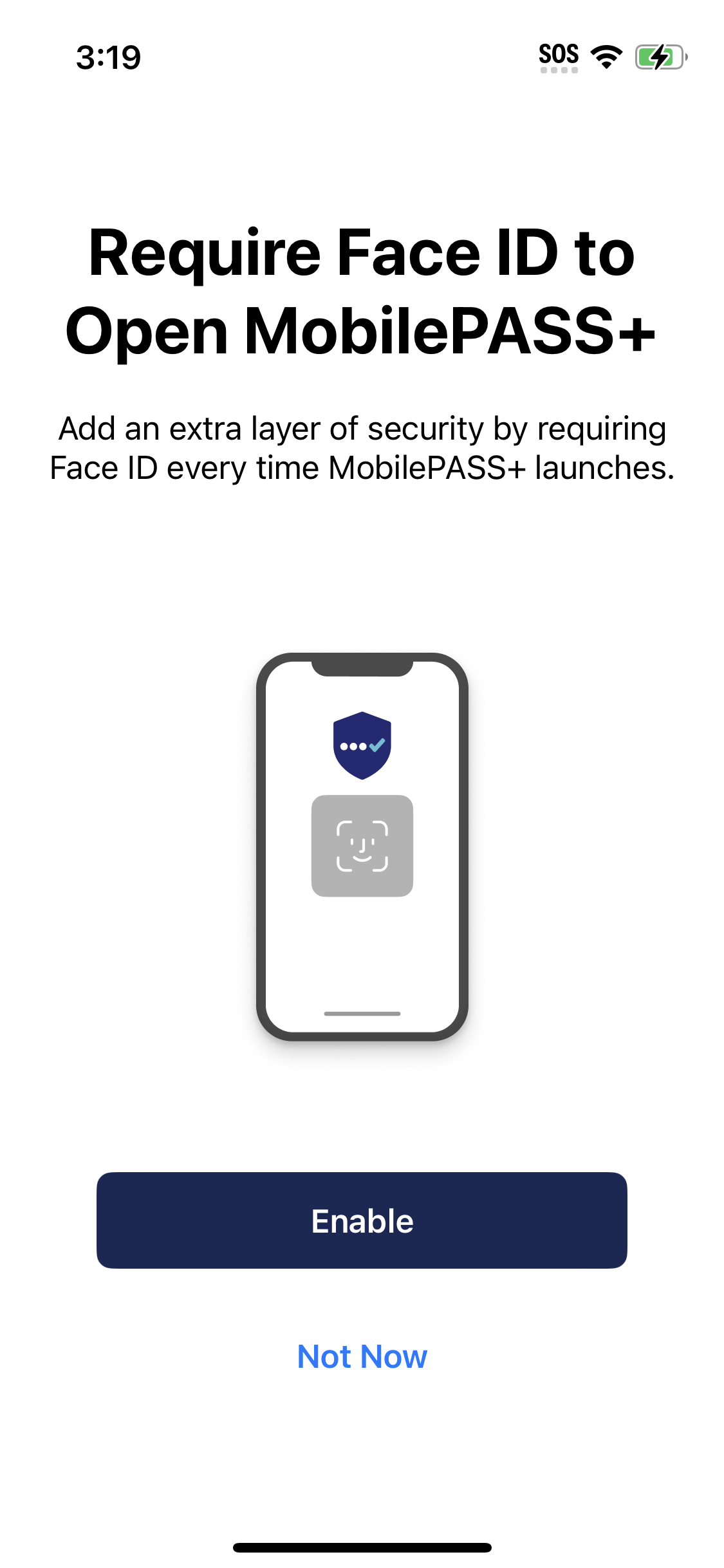 Require Touch ID or Face ID tutorial screen