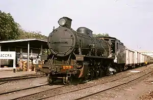 Steam locomotive at Accra in 1974