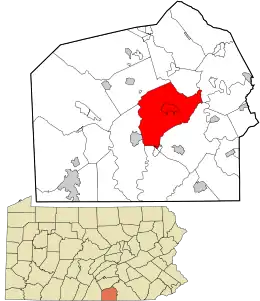 Location in Adams County and the state of Pennsylvania.