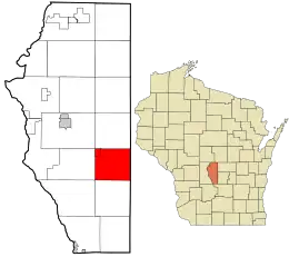 Location in Adams County and the state of Wisconsin.