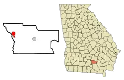 Location in Atkinson County and the state of Georgia