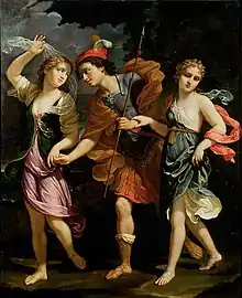 Theseus mit den beiden Töchtern des Minos, 1702
