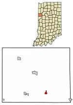 Location of Oxford in Benton County, Indiana.