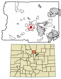 Location of the Crisman CDP in Boulder County, Colorado.