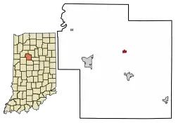 Location of Camden in Carroll County, Indiana.