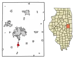 Location of Tolono in Champaign County, Illinois.