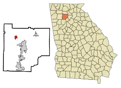 Location in Cherokee County and the state of Georgia