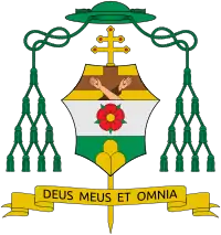 Fausto Trávez Trávez, O.F.M.'s coat of arms
