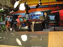 A behind-the-scenes look on a news set