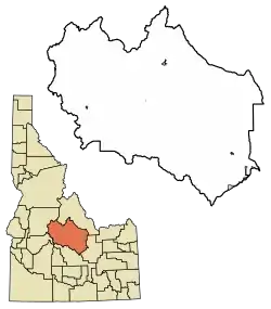Location of Mackay in Custer County, Idaho.