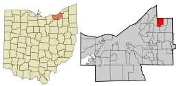 Location in Cuyahoga County and the state of Ohio.