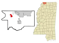 Location of Memphis, Mississippi