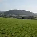 The wooded hill at Doward viewed from a footpath near Llangrove