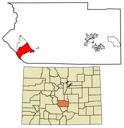 Location of the Coaldale CDP in Fremont County, Colorado.