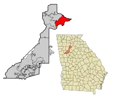 Location in Fulton County and the state of Georgia