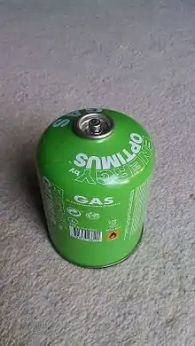 Disposable 450&nbsp;g camping gas cylinder.