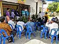 Vote counting at a polling station in Pekanbaru, Riau during election day.