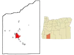 Location of Medford in Jackson County and the state of Oregon