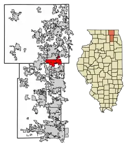 Location of Algonquin in Kane and McHenry Counties, Illinois