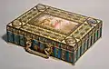 Casket with champlevé portraits commissioned by Queen Elisabeth of Romania as a gift for the artist Jean-Jules-Antoine Lecomte du Nouÿ. Khalili Collection of Enamels of the World