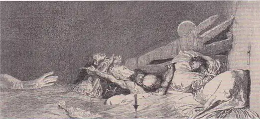 Anxieties from the series Paraphrase on the Finding of a Glove Opus VI, no. 7 (1881), etching, 7, 13,5 x 25,7&nbsp;cm., Albertina, Vienna