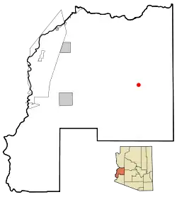 Location in La Paz County and the state of Arizona