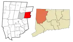 New Hartford's location within Litchfield County and Connecticut