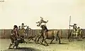 Spanish Alano dogs, bull-fighting scene, circa 1795