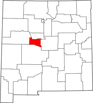 State map highlighting Valencia County
