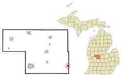 Location within Montcalm County and the state of Michigan