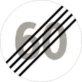 End of special speed limitThis means a general speed limit of 50&nbsp;km/h in populated areas and 80&nbsp;km/h in rural areas by law.