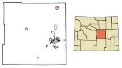 Location of Midwest in Natrona County, Wyoming.