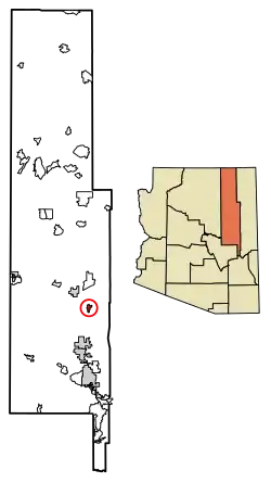 Location of Woodruff in Navajo County, Arizona.
