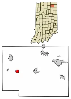 Location of Kimmell in Noble County, Indiana.