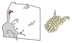 Location of Clearview in Ohio County, West Virginia.