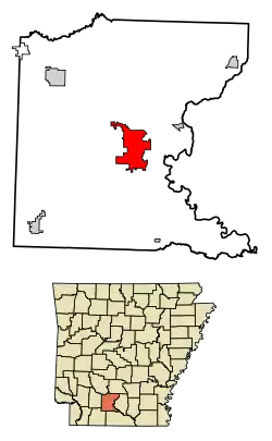 Location in Ouachita County and the state of Arkansas