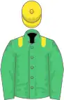 Emerald green, yellow epaulets, yellow cap