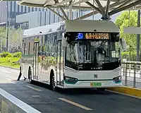 A single-decker bus in Shanghai, China