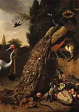 Peacocks (1683), oil on canvas, 190.2 x 134.6&nbsp;cm., Metropolitan Museum of Art