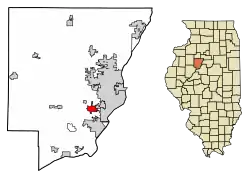 Location of Bellevue in Peoria County, Illinois.