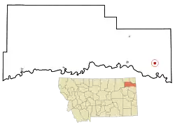 Location of Bainville, Montana