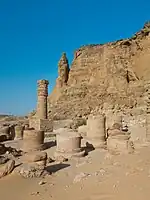 Ruins of the temple of Mut at the foot of Jebel Barkal.