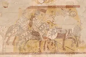  Fresco from San Bevignate showing men on horseback fighting